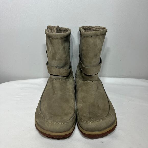 Chaco Sandstone Boots Olive Suede Leather Wool Lined Winter Casual Boho 7.5 - Picture 3 of 10